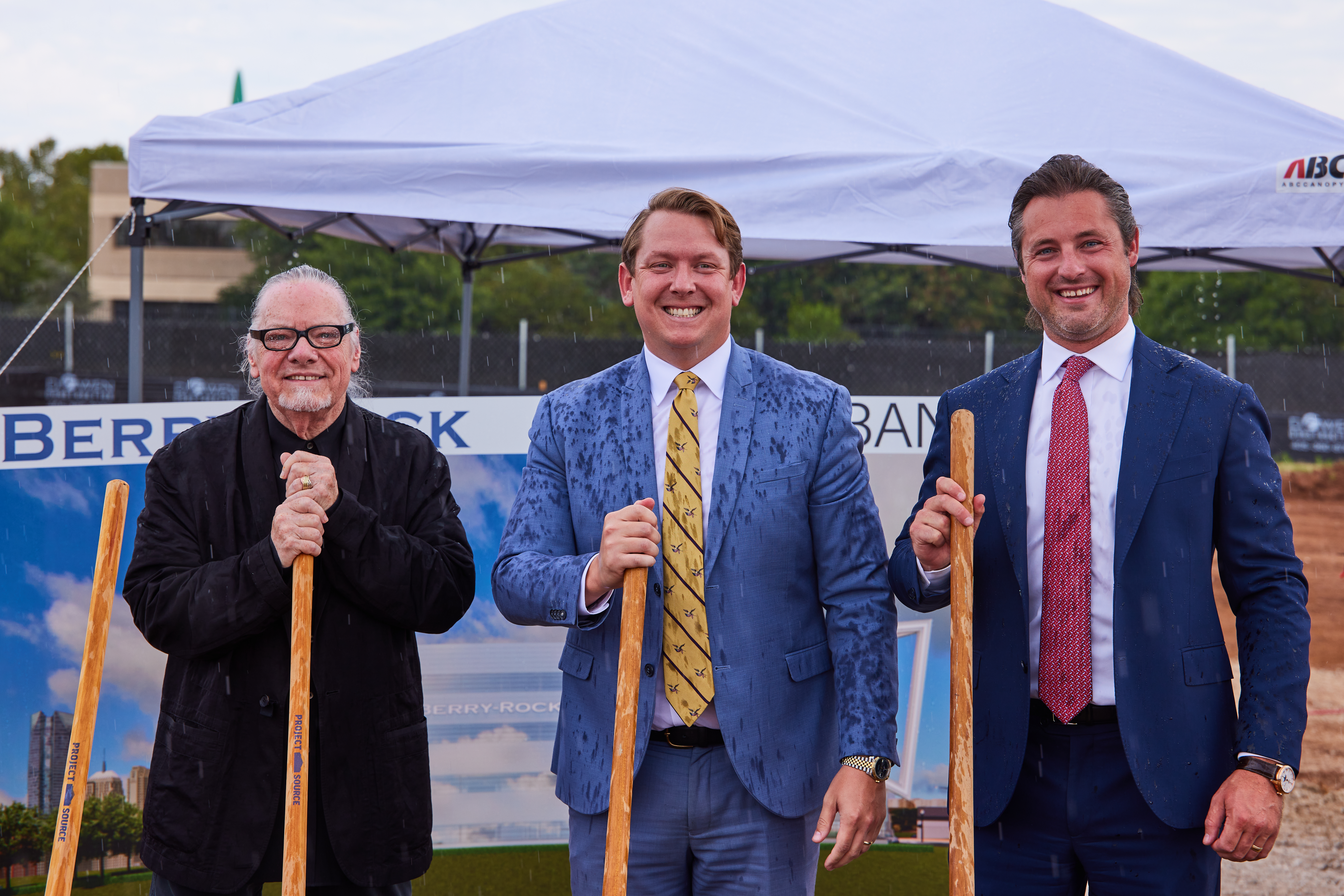 Architect Rand Elliott, co-founder Nick Berry, and Cameron Rock at Berry Rock Building groundbreaking